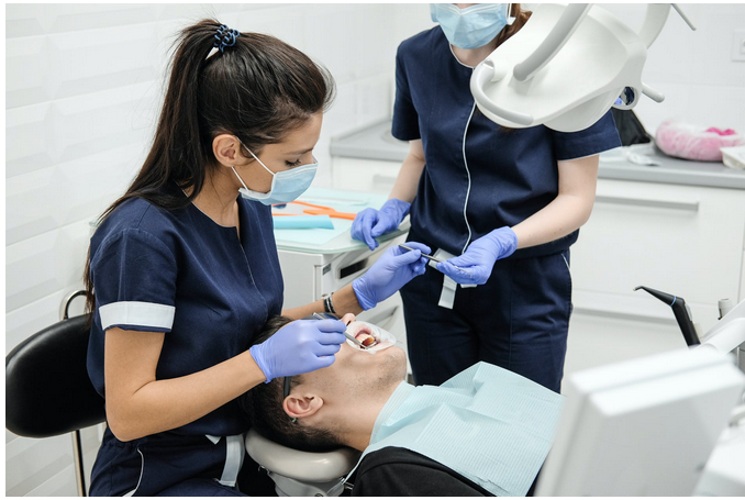a dentist at work