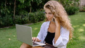 using laptop and phone